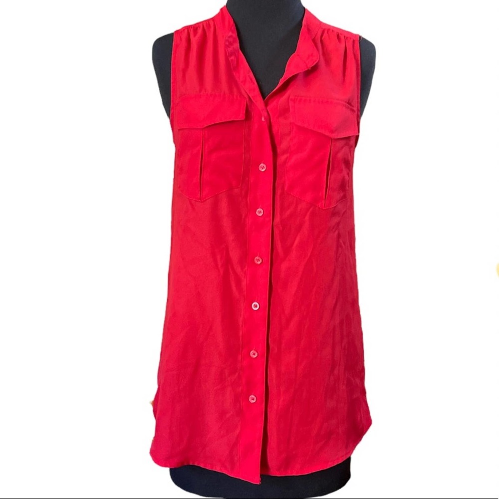 J. Crew Red Lightweight Button Up Sleeveless Top - Size 0